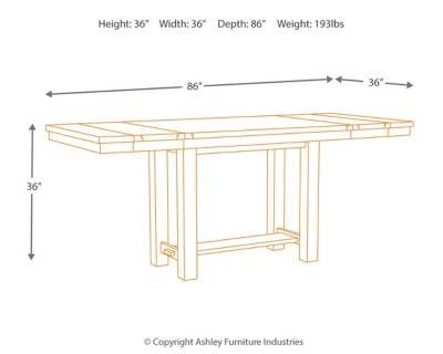 Ashley Moriville Counter Height Extendable Dining Table - D631-32