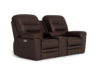 Palliser Keiran Power Reclining Loveseat with Power Headrest Power Lumbar and Console in Solana Cocoa - Keiran Power Reclining Loveseat (Solana Cocoa)