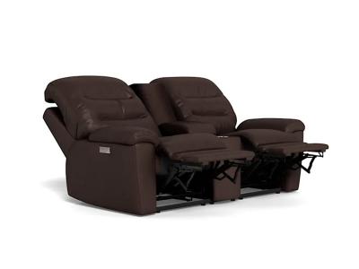 Palliser Keiran Power Reclining Loveseat with Power Headrest Power Lumbar and Console in Solana Cocoa - Keiran Power Reclining Loveseat (Solana Cocoa)