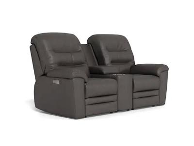 Palliser Keiran Power Reclining Loveseat with Power Headrest Power Lumbar and Console in Solana Phantom - Keiran Power Reclining Loveseat (Solana Phantom)