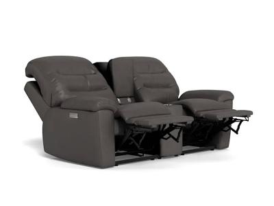 Palliser Keiran Power Reclining Loveseat with Power Headrest Power Lumbar and Console in Solana Phantom - Keiran Power Reclining Loveseat (Solana Phantom)