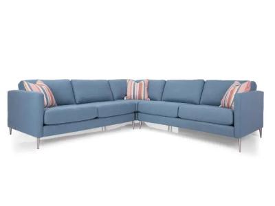 Décor-Rest Marco Symmetrical 3 Piece Sectional in Blue - Marco 3 Piece Sectional