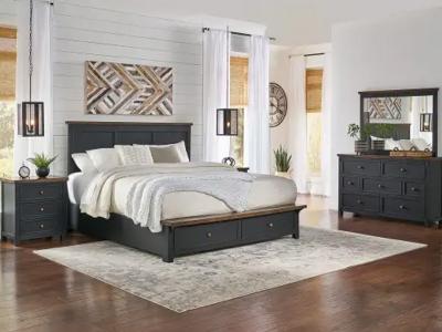 A-America King Size Stormy Ridge Bedroom in Chicory/Slate Black - Stormy Ridge Storage (King)