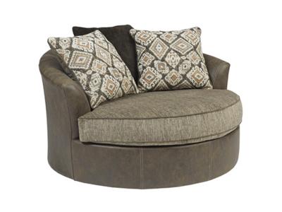 Ashley Furniture Abalone Oversized Swivel Accent Chair 9130221 Chocolate