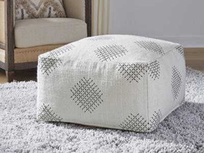 Ashley Furniture Mabyn Pouf A1000474 Ivory/Black