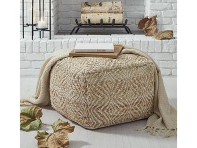 Ashley Furniture Madan Pouf A1000590 Ivory/Natural