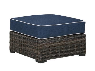 Ashley Furniture Grasson Lane Ottoman with Cushion P783-814 Brown/Blue