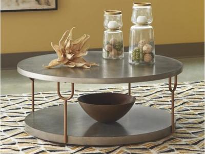 Ashley Furniture Ranoka Round Cocktail Table T178-8 Platinum