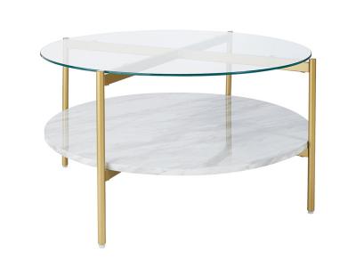 Ashley Furniture Wynora Round Cocktail Table T192-8 White/Gold
