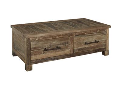 Ashley Furniture Randale Cocktail Table with Storage T998-20 Distressed Brown