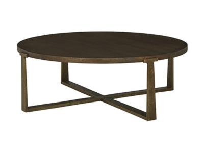 Ashley Furniture Balintmore Round Cocktail Table T967-8 Brown/Gold Finish