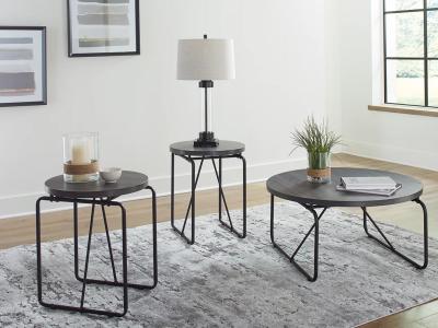 Ashley Furniture Garvine Occasional Table Set (3/CN) T006-13 Charcoal/Black