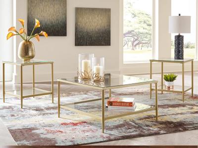 Ashley Furniture Zerika Occasional Table Set (3/CN) T024-13 Gold Finish