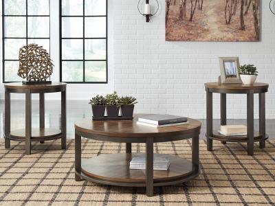 Ashley Furniture Roybeck Occasional Table Set (3/CN) T411-13 Light Brown/Bronze