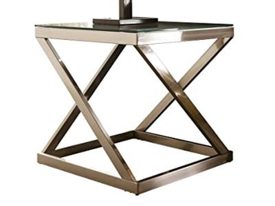 Ashley Furniture Coylin Square End Table T136-2 Brushed Nickel Finish