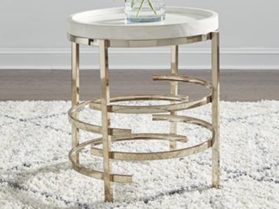 Ashley Furniture Montiflyn Round End Table T171-6 White/Gold Finish