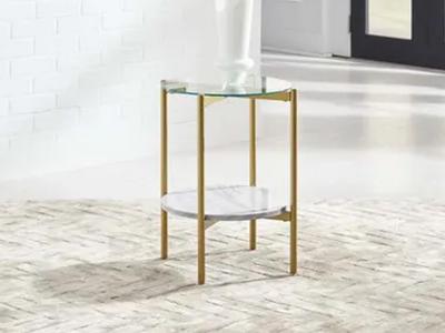 Ashley Furniture Wynora Round End Table T192-6 White/Gold