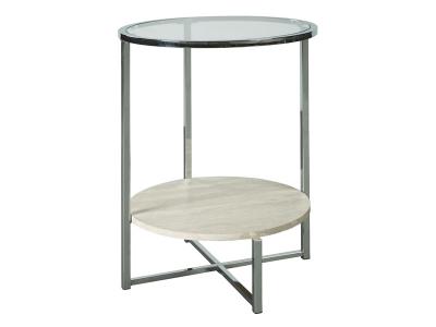 Ashley Furniture Bodalli Round End Table T200-6 Ivory/Chrome