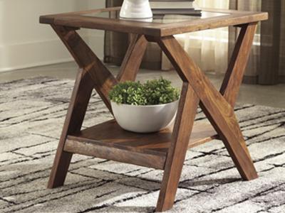 Ashley Furniture Charzine Rectangular End Table T248-3 Warm Brown