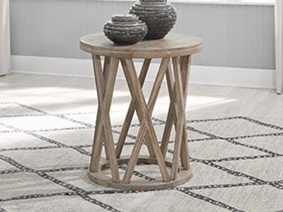 Ashley Furniture Glasslore Round End Table T921-6 Light Grayish Brown