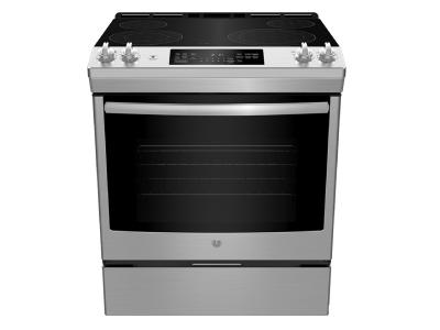 30" GE 5.3 Cu. Ft. Electric Slide-in Front Control Range With Storage Drawer In Stainless Steel - JCS830SMSS