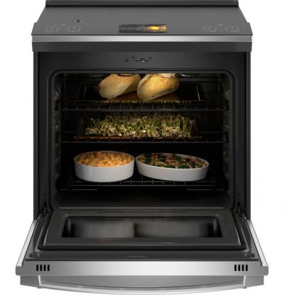 30" GE Profile 5.3 Cu. Ft. Smart Slide-In Front-Control Induction Range with Fingerprint Resistant - PHS93XYPFS