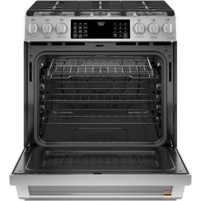 30" Café  5.7 Cu. Ft. Slide-In Front Control Dual-Fuel Convection Range - CC2S900P2MS1