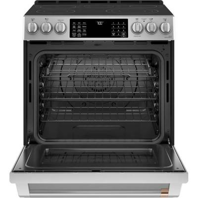 30" Café 5.7 Cu. Ft. Slide-In Front Control Radiant And Convection Range - CCES700P2MS1