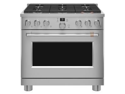 36" GE Café 5.7 Cu. Ft. Smart Dual Fuel Commercial-Style Range With 6 Sealed Burners In Stainless Steel - C2Y366P2TS1