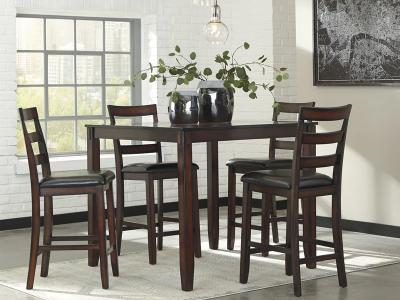 Ashley Furniture Coviar DRM Counter Table Set (5/CN) D385-223 Brown