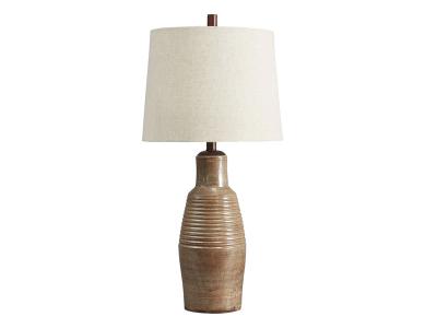 Ashley Furniture Calixto Terracotta Table Lamp (1/CN) L100704 Taupe