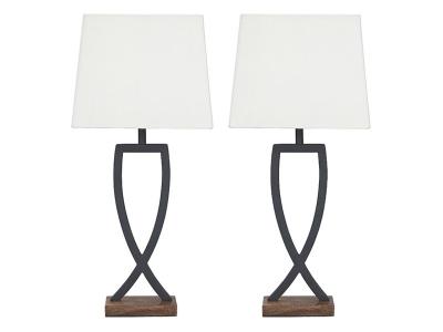 Ashley Furniture Makara Metal Table Lamp (2/CN) L204174 Black/Brown