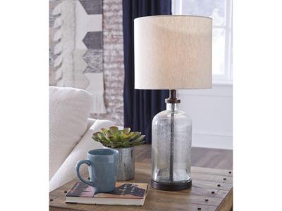 Ashley Furniture Bandile Glass Table Lamp (1/CN) L430674 Clear/Bronze Finish
