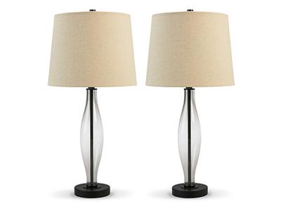 Ashley Furniture Travisburg Glass Table Lamp (2/CN) L430814 Clear/Black