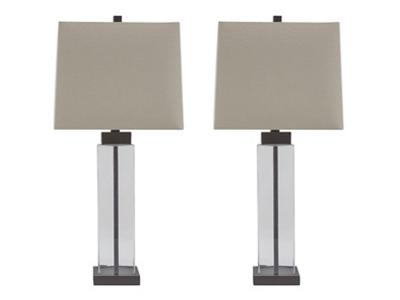 Ashley Furniture Alvaro Glass Table Lamp (2/CN) L431374 Clear/Bronze Finish
