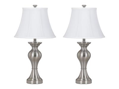 Ashley Furniture Rishona Metal Table Lamp (2/CN) L204124 Brushed Silver Finish