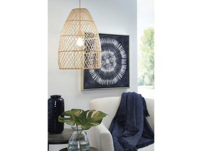 Ashley Furniture Calett Rattan Pendant Light (1/CN) L000348 Beige