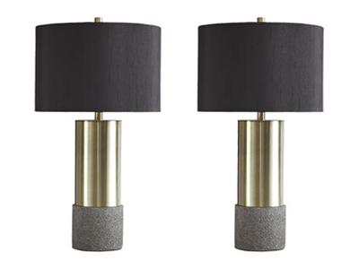 Ashley Furniture Jacek Metal Table Lamp (2/CN) L243164 Gray/Brass Finish