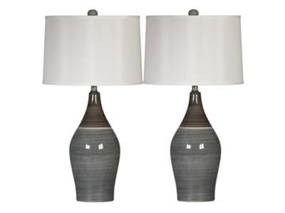 Ashley Furniture Niobe Ceramic Table Lamp (2/CN) L123884 Multi Gray