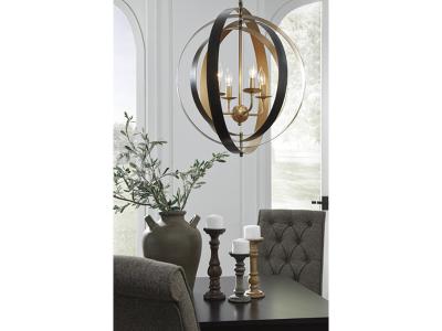 Ashley Furniture Makani Metal Pendant Light (1/CN) L000958 Black/Gold Finish