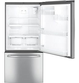 33" GE 24.9 Cu. Ft. Bottom-Freezer Refrigerator with Factory Installed Ice Maker - GDE25ESKSS