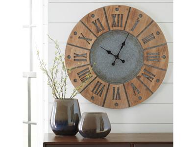Ashley Furniture Payson Wall Clock A8010076 Antique Gray/Natural