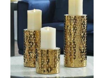 Ashley Furniture Marisa Candle Holder Set (3/CN) A2000461 Gold Finish