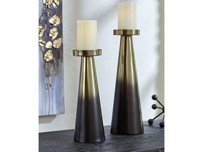 Ashley Furniture Theseus Candle Holder Set (2/CN) A2000424 Gold Finish/Brown