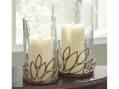 Ashley Furniture Pascal Candle Holder Set (2/CN) A2000137 Antique Gold Finish