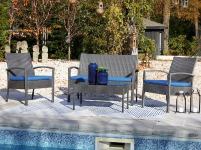 Ashley Furniture Alina Love/Chairs/Table Set (4/CN) P328-080 Gray/Blue