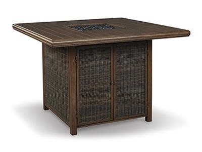 Ashley Furniture Paradise Trail Square Bar Table w/Fire Pit P750-665 Medium Brown