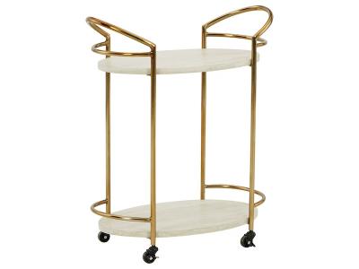 Ashley Furniture Tarica Bar Cart A4000502 Cream/Gold Finish
