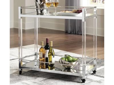 Ashley Furniture Chaseton Bar Cart A4000501 Clear/Silver Finish
