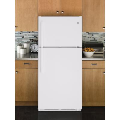 30" GE 18 Cu. Ft. Top-Freezer Refrigerator In White - GTS18FTLKWW